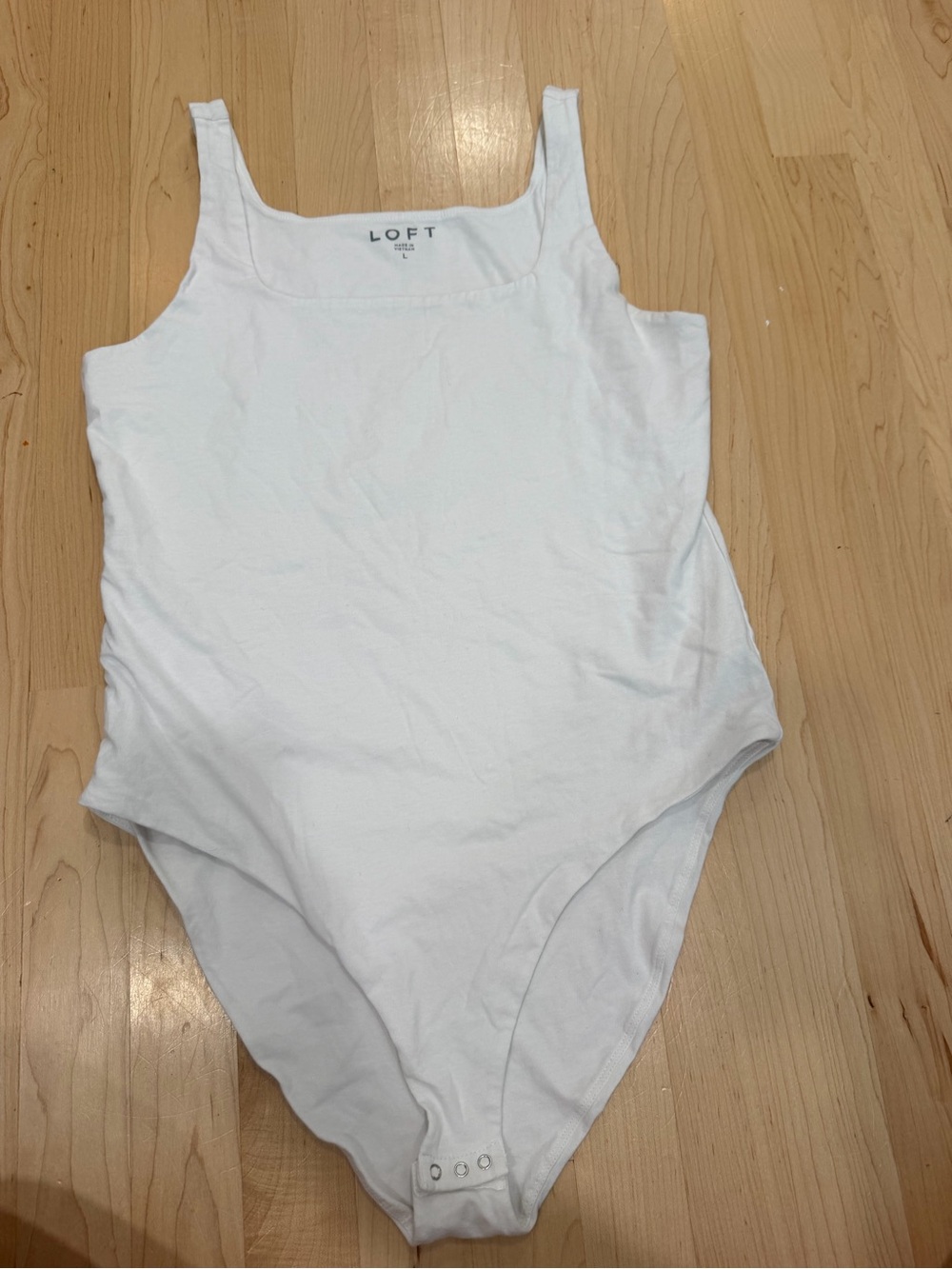 LOFT White Tank Bodysuit - Classic Scoop Neck